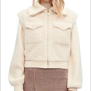 MAJE Faux Fur and Knit Jacket